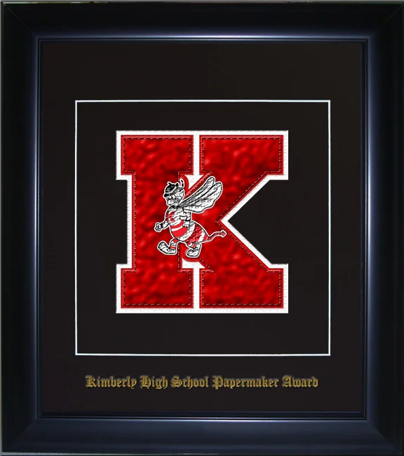 16×18 Solid Wood Display Satin Black Frame w/ Personalized School Name, Gold Plate