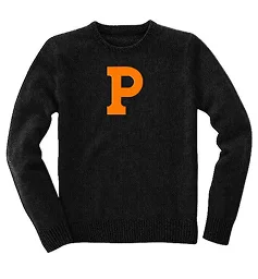 Crewneck Style Wool Sweater with Intarsia (knitted in) “H” (Placeholder)